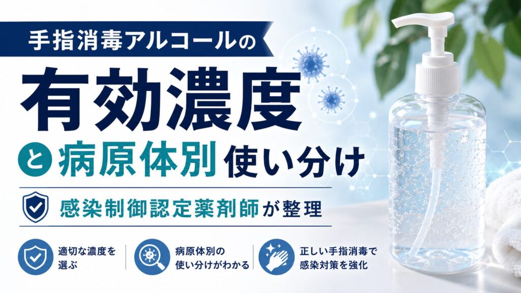 手指消毒アルコールの有効濃度と病原体別使い分け：感染制御薬剤師が整理