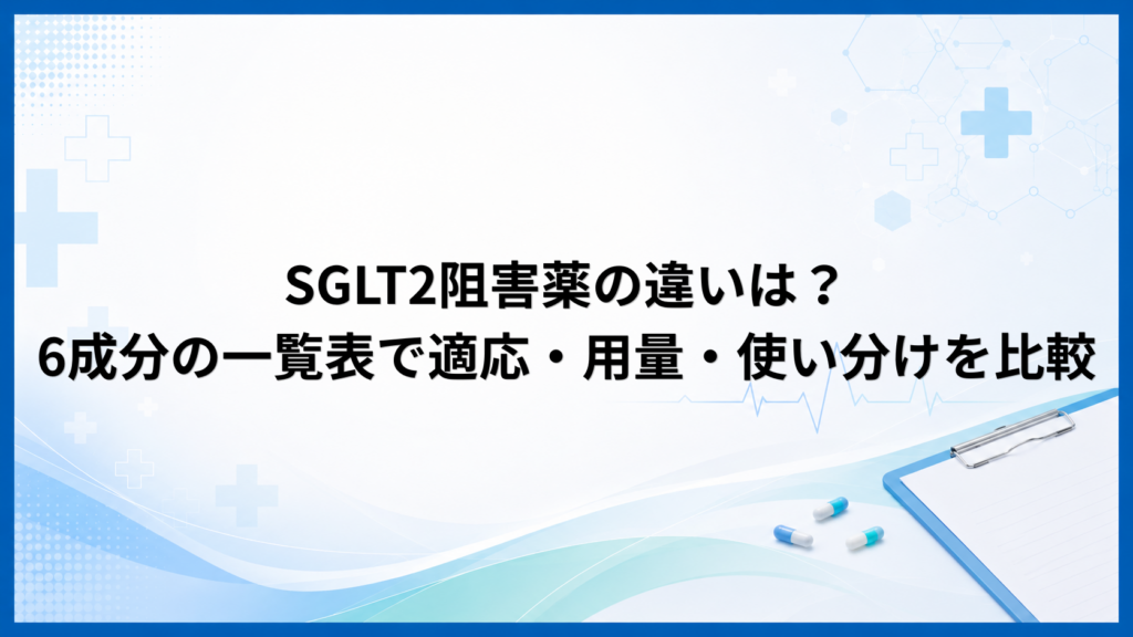 SGLT2阻害薬の違いは？6成分の一覧表で適応・用量・使い分けを比較